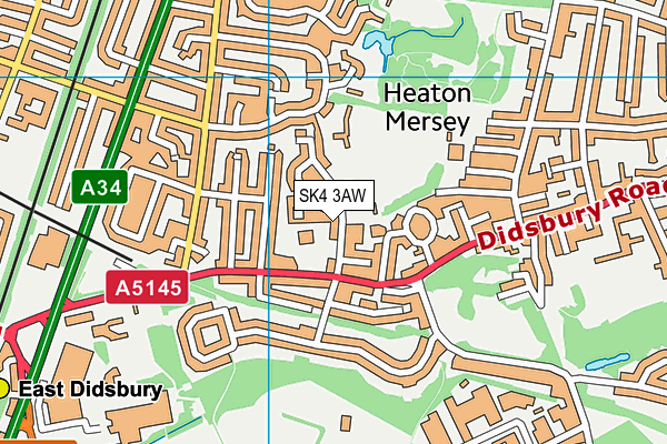 Heaton Mersey Sports Club map (SK4 3AW) - OS VectorMap District (Ordnance Survey)
