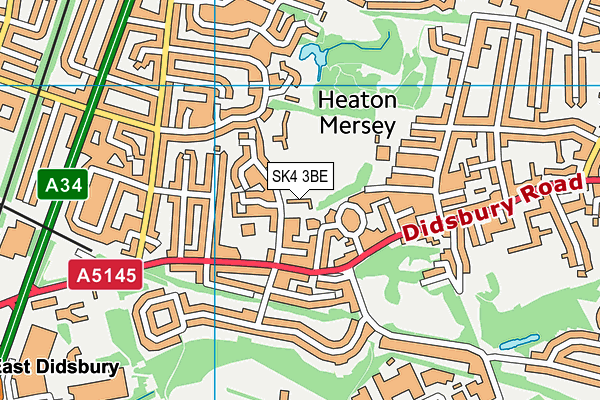 SK4 3BE map - OS VectorMap District (Ordnance Survey)