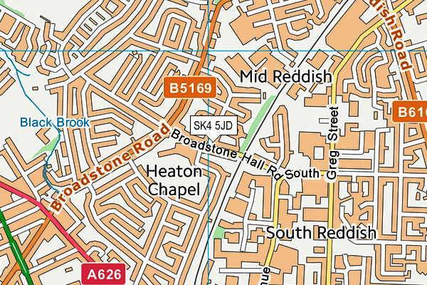 Broadstone Hall Primary School map (SK4 5JD) - OS VectorMap District (Ordnance Survey)