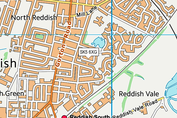 SK5 6XG map - OS VectorMap District (Ordnance Survey)