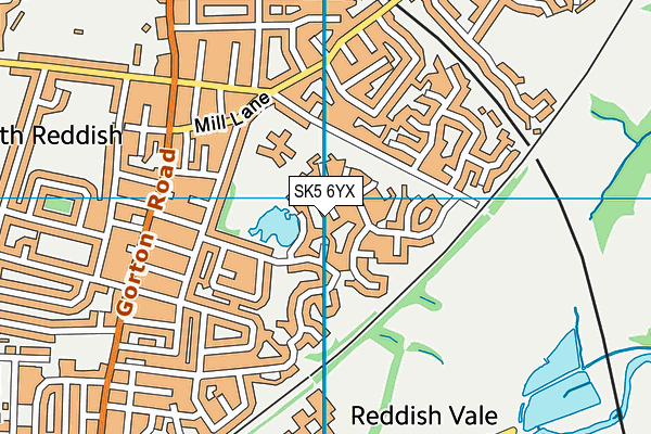 SK5 6YX map - OS VectorMap District (Ordnance Survey)