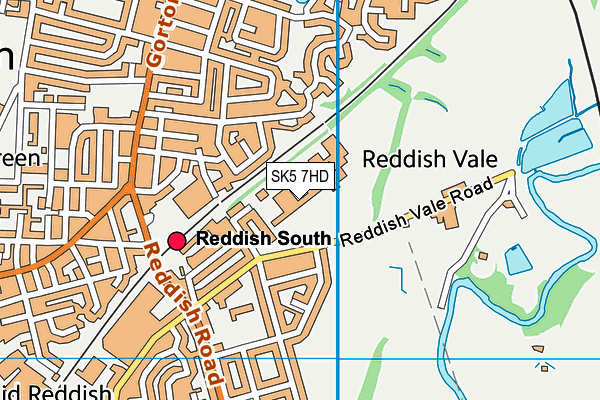 Reddish Vale Technology College map (SK5 7HD) - OS VectorMap District (Ordnance Survey)