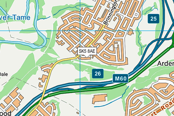 SK5 8AE map - OS VectorMap District (Ordnance Survey)