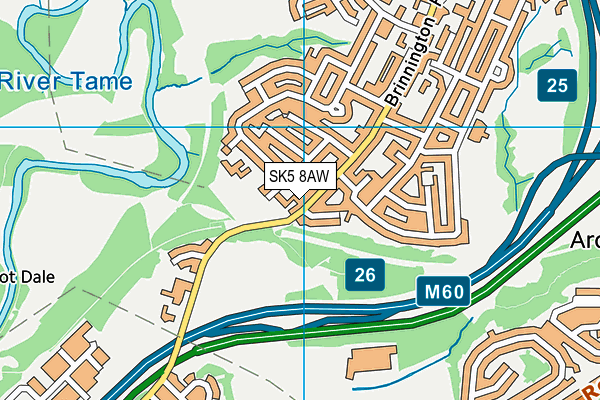 SK5 8AW map - OS VectorMap District (Ordnance Survey)