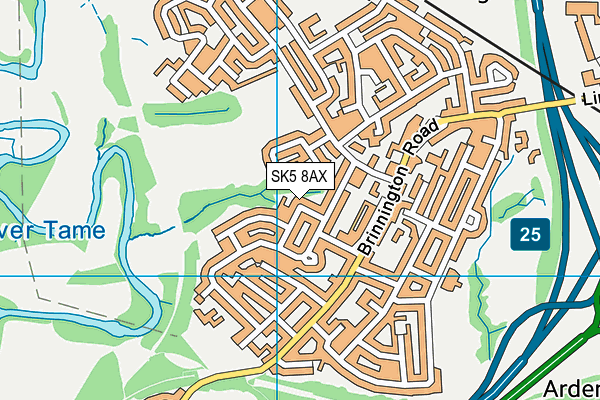 SK5 8AX map - OS VectorMap District (Ordnance Survey)