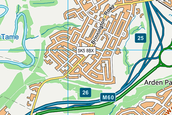 SK5 8BX map - OS VectorMap District (Ordnance Survey)