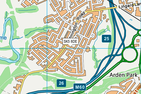 SK5 8DE map - OS VectorMap District (Ordnance Survey)