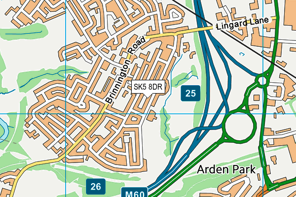 Brindale Road map (SK5 8DR) - OS VectorMap District (Ordnance Survey)