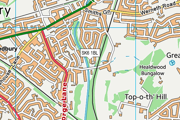 Woodley Sports Centre Sports Village (Closed) map (SK6 1BL) - OS VectorMap District (Ordnance Survey)
