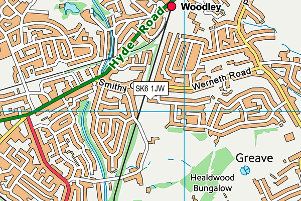 Woodley Cricket Club map (SK6 1JW) - OS VectorMap District (Ordnance Survey)