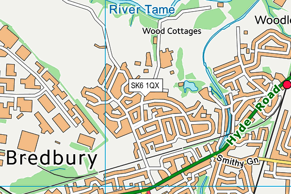 Woodley Sports Club (Closed) map (SK6 1QX) - OS VectorMap District (Ordnance Survey)