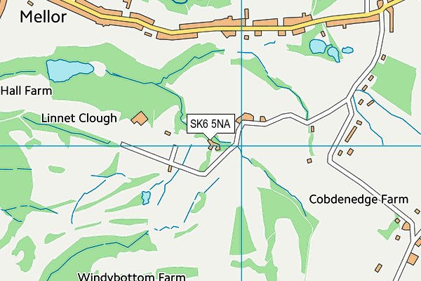 Mellor And Townscliffe Golf Club map (SK6 5NA) - OS VectorMap District (Ordnance Survey)