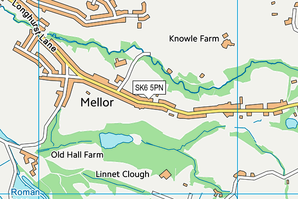Mellor Sports Club map (SK6 5PN) - OS VectorMap District (Ordnance Survey)