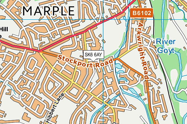 SK6 6AY map - OS VectorMap District (Ordnance Survey)