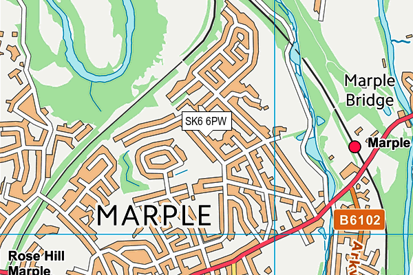 SK6 6PW map - OS VectorMap District (Ordnance Survey)
