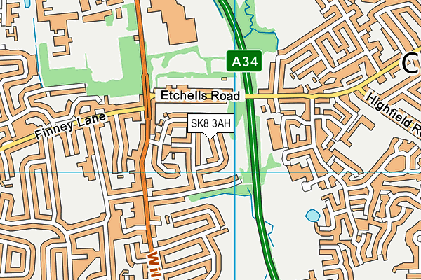 SK8 3AH map - OS VectorMap District (Ordnance Survey)