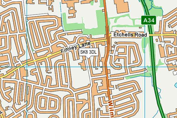 Etchells Primary School map (SK8 3DL) - OS VectorMap District (Ordnance Survey)