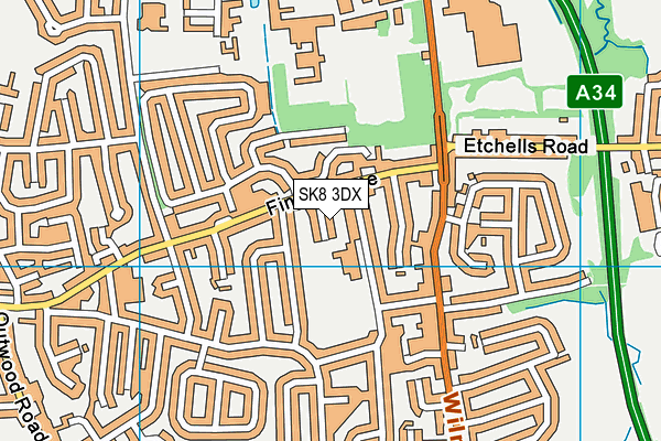 SK8 3DX map - OS VectorMap District (Ordnance Survey)