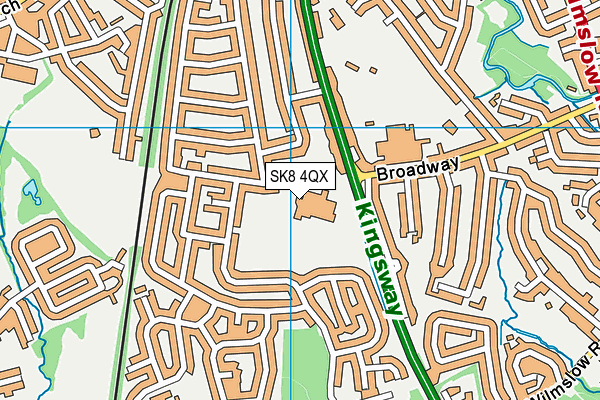 The Kingsway School map (SK8 4QX) - OS VectorMap District (Ordnance Survey)