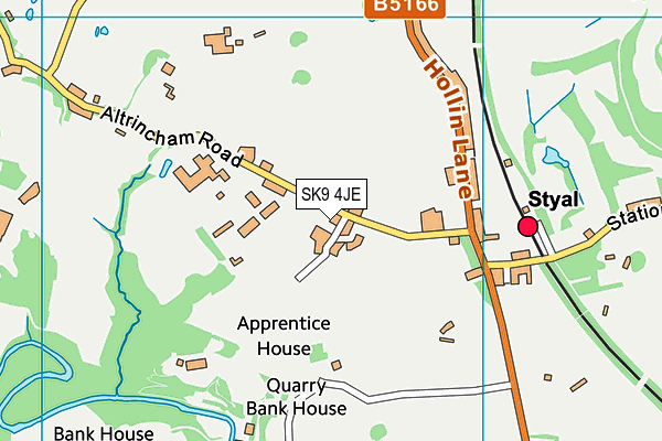 Styal Sports And Social Club map (SK9 4JE) - OS VectorMap District (Ordnance Survey)