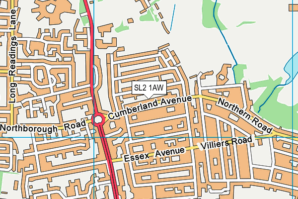SL2 1AW map - OS VectorMap District (Ordnance Survey)