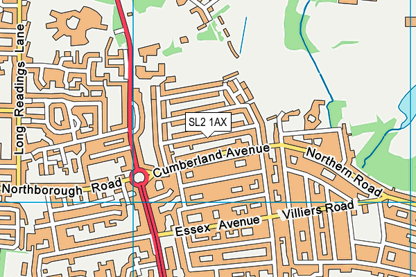 SL2 1AX map - OS VectorMap District (Ordnance Survey)