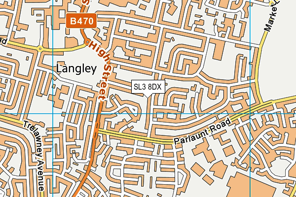 SL3 8DX map - OS VectorMap District (Ordnance Survey)
