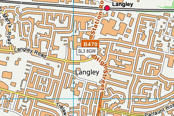 Langley Hall Primary Academy map (SL3 8GW) - OS VectorMap District (Ordnance Survey)