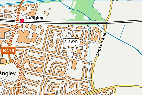 SL3 8YD map - OS VectorMap District (Ordnance Survey)