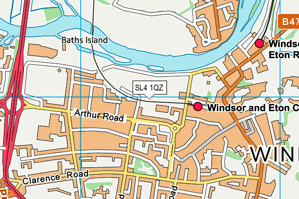 The Castle Gym Academy (Closed) map (SL4 1QZ) - OS VectorMap District (Ordnance Survey)