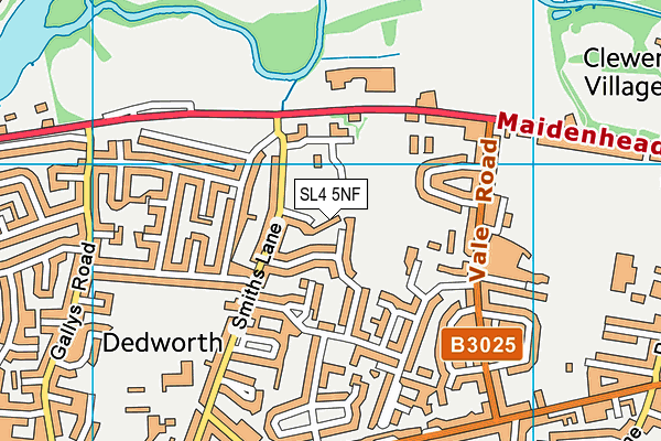 Dedworth Manor Playing Fields map (SL4 5NF) - OS VectorMap District (Ordnance Survey)