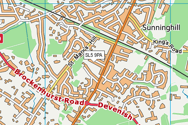 SL5 9PA map - OS VectorMap District (Ordnance Survey)