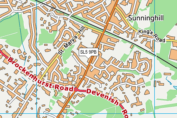 SL5 9PB map - OS VectorMap District (Ordnance Survey)