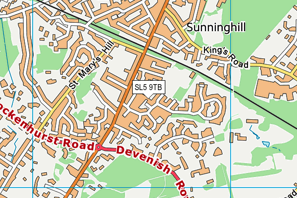 SL5 9TB map - OS VectorMap District (Ordnance Survey)