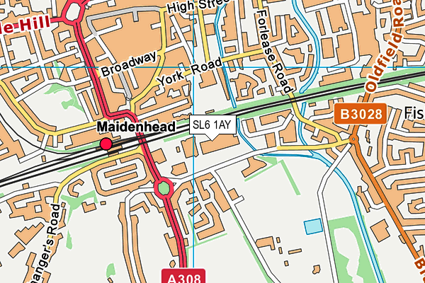 Puregym (Maidenhead) map (SL6 1AY) - OS VectorMap District (Ordnance Survey)