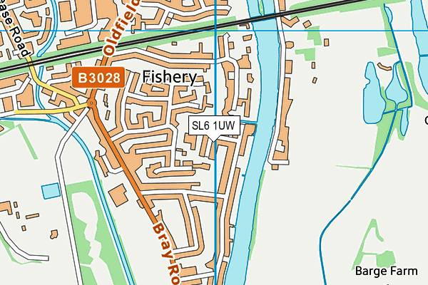 SL6 1UW map - OS VectorMap District (Ordnance Survey)