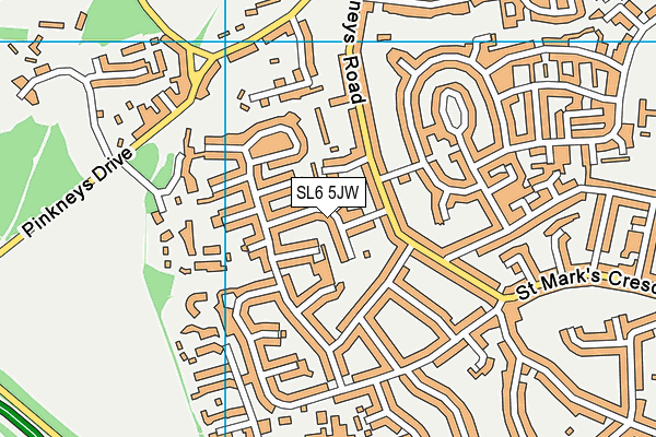 SL6 5JW map - OS VectorMap District (Ordnance Survey)