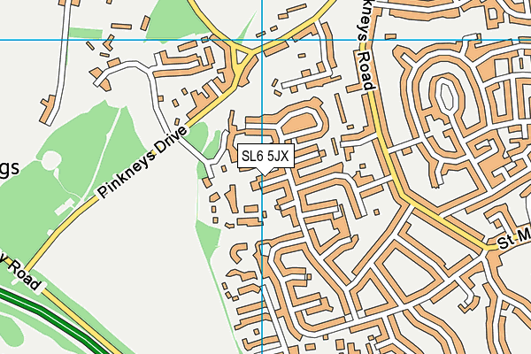 SL6 5JX map - OS VectorMap District (Ordnance Survey)