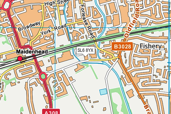 SL6 8YX map - OS VectorMap District (Ordnance Survey)