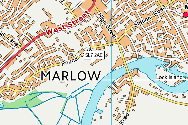 Marlow Sports Club map (SL7 2AE) - OS VectorMap District (Ordnance Survey)