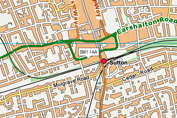 SM1 1AA map - OS VectorMap District (Ordnance Survey)