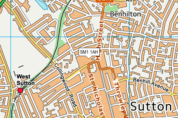 SM1 1AH map - OS VectorMap District (Ordnance Survey)