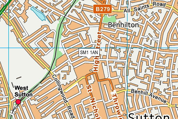 SM1 1AN map - OS VectorMap District (Ordnance Survey)