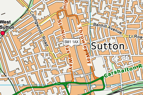 SM1 1AX map - OS VectorMap District (Ordnance Survey)