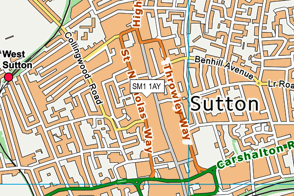 SM1 1AY map - OS VectorMap District (Ordnance Survey)