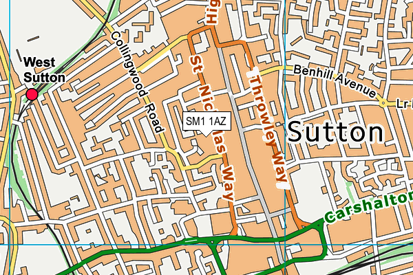 SM1 1AZ map - OS VectorMap District (Ordnance Survey)