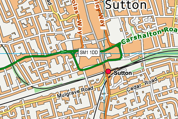 SM1 1DD map - OS VectorMap District (Ordnance Survey)