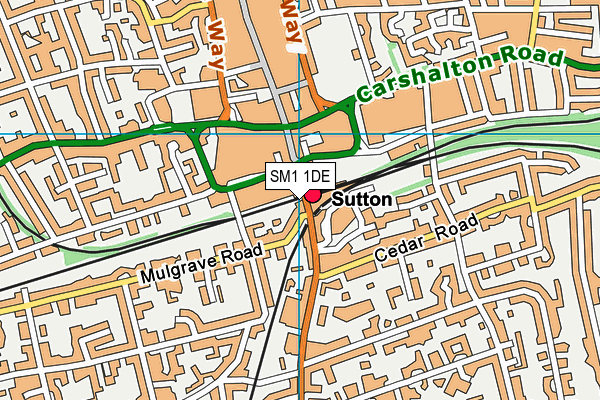 SM1 1DE map - OS VectorMap District (Ordnance Survey)