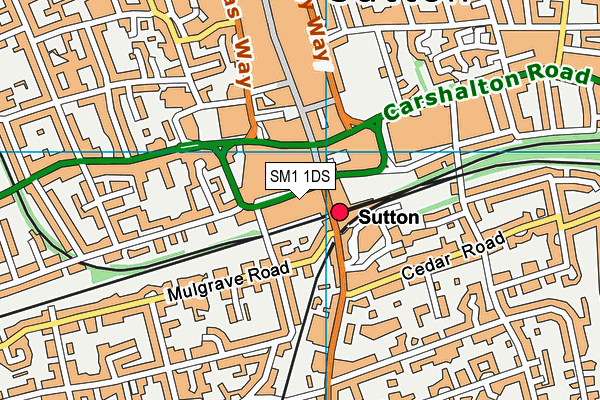 SM1 1DS map - OS VectorMap District (Ordnance Survey)