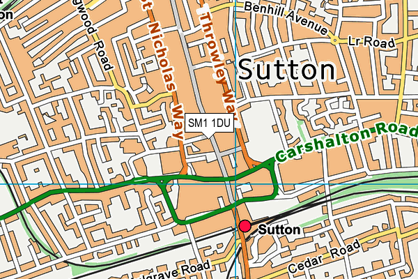 SM1 1DU map - OS VectorMap District (Ordnance Survey)